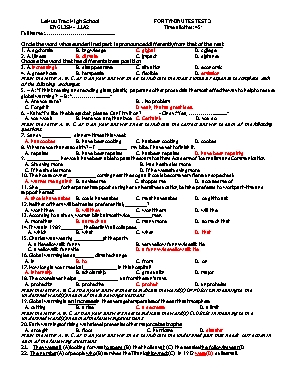 2 Đề kiểm tra 45 phút lần 3 môn Tiếng Anh Lớp 11 - Trường THPT Lê Hữu Trác